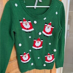 Green “Ugly” Christmas Sweater with Santa Design